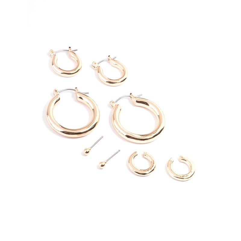 Gold Core Chunky Mix Earrings 4-Pack