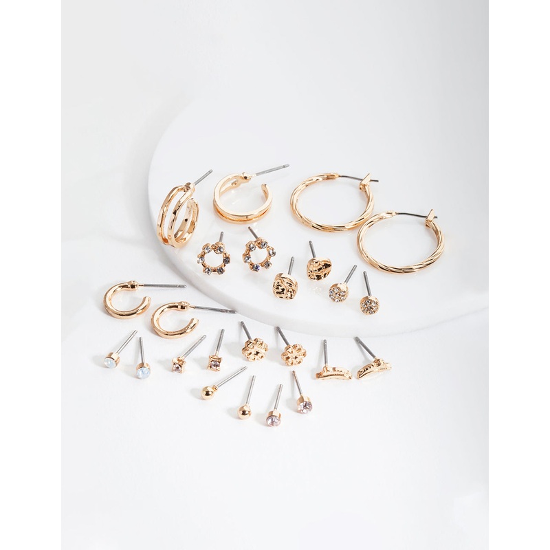 Gold Flower Leaf Earring 12-Pack