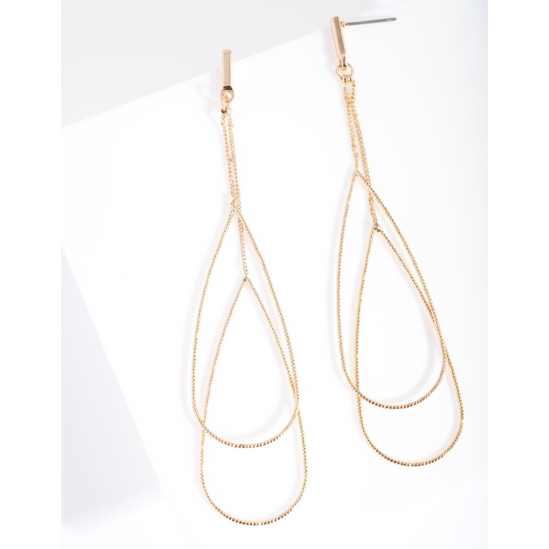Gold Multi Layer Teardrop Earrings