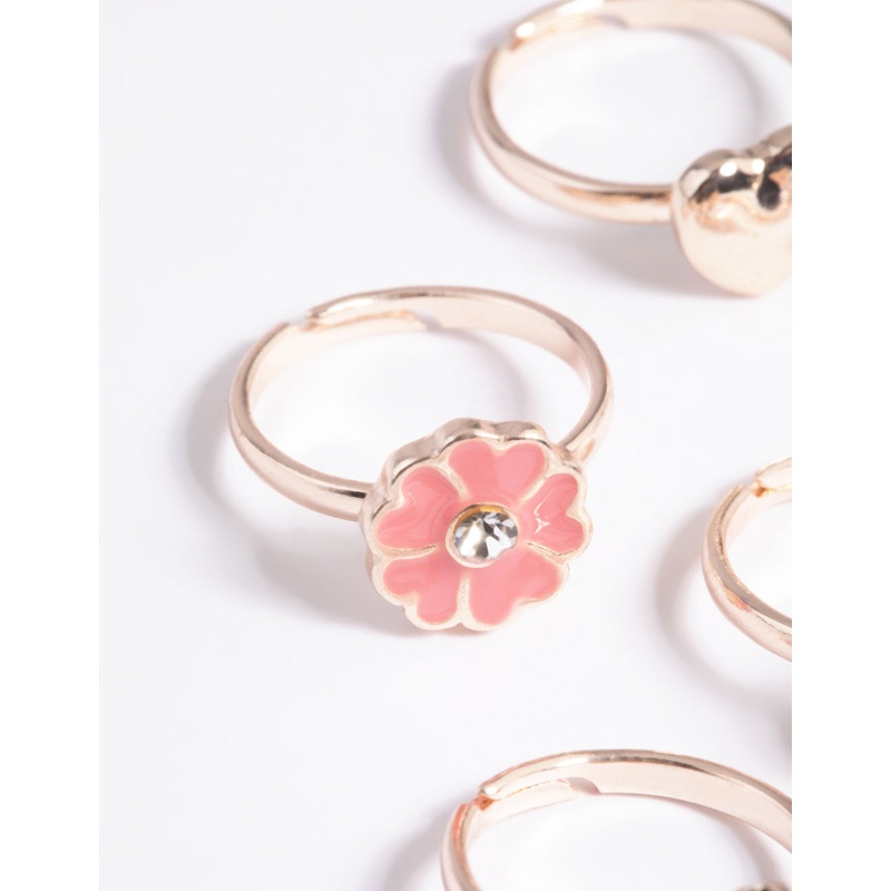 Kids Pink Sweet Ladybug Ring 6-Pack