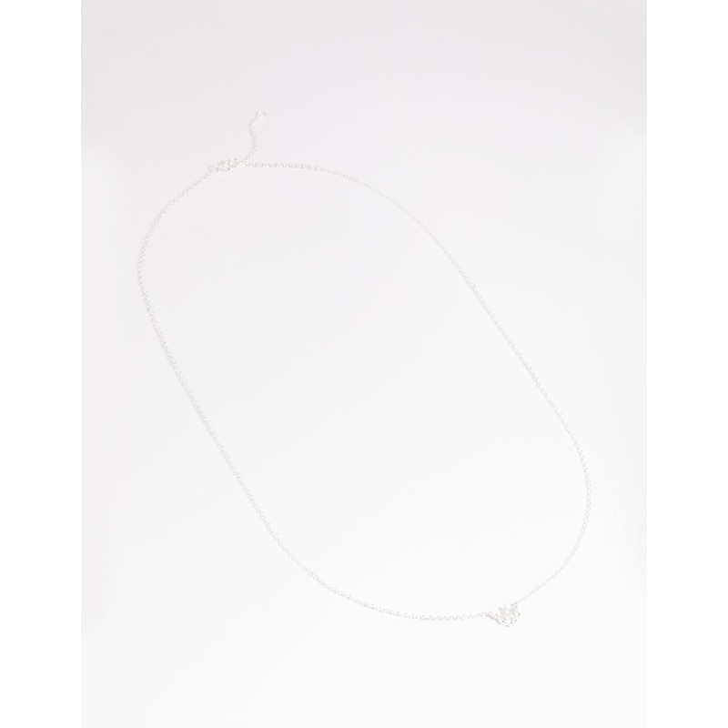 Sterling Silver Cubic Zirconia Lily Pendant Necklace