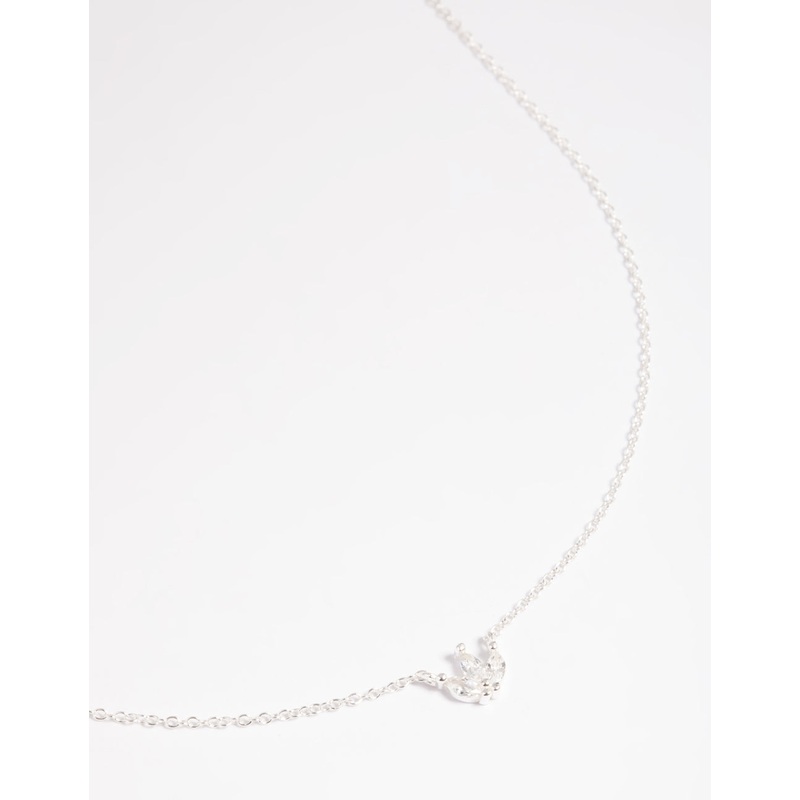 Sterling Silver Cubic Zirconia Lily Pendant Necklace