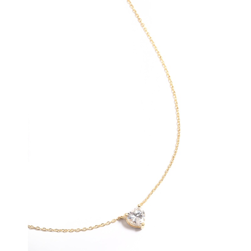 Waterproof Gold Plated Stainless Steel Cubic Zirconia Heart Necklace