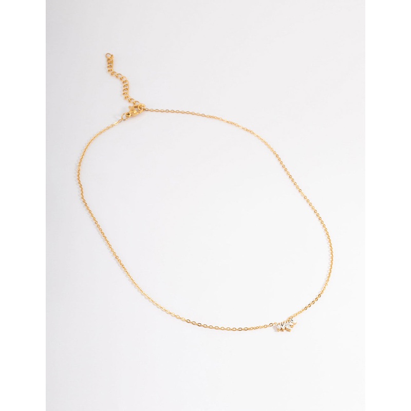 Waterproof Gold Plated Stainless Steel Mini Fan Cubic Zirconia Necklace