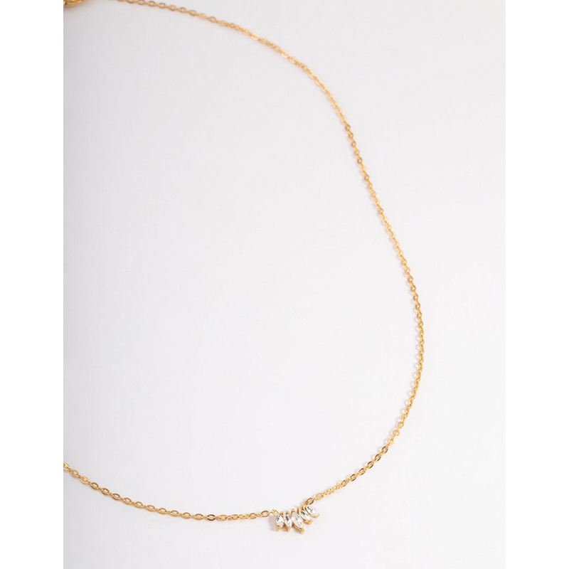 Waterproof Gold Plated Stainless Steel Mini Fan Cubic Zirconia Necklace