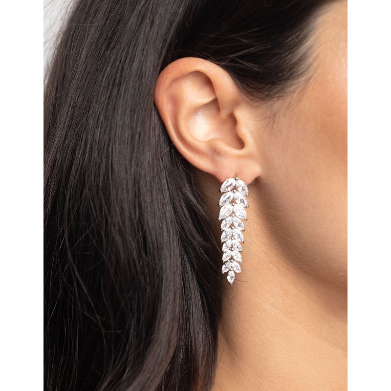 Diamond Simulant Waterfall Drop Earrings