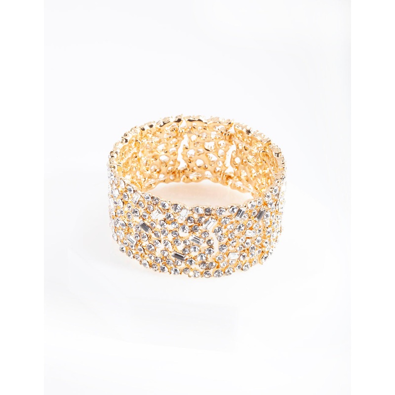 Gold Embellished Stone Stretch Bracelet