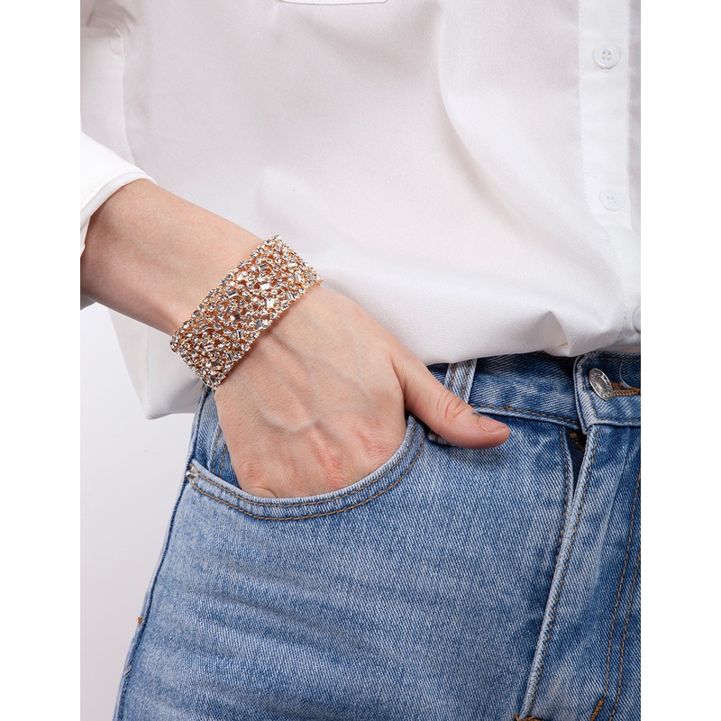 Gold Embellished Stone Stretch Bracelet
