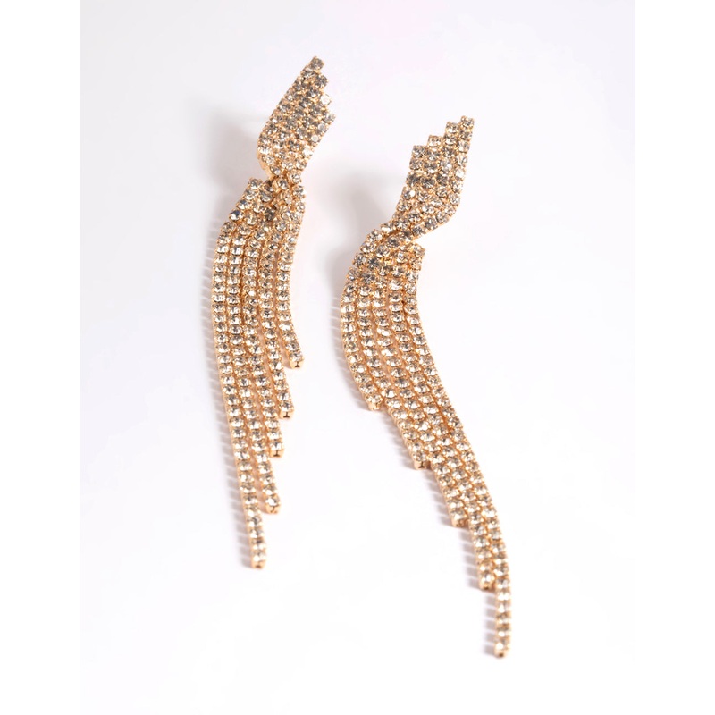 Gold Five Strand Twist Drop Earrings