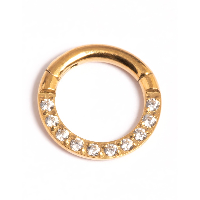 Gold Plated Titanium Cubic Zirconia 6mm Clicker