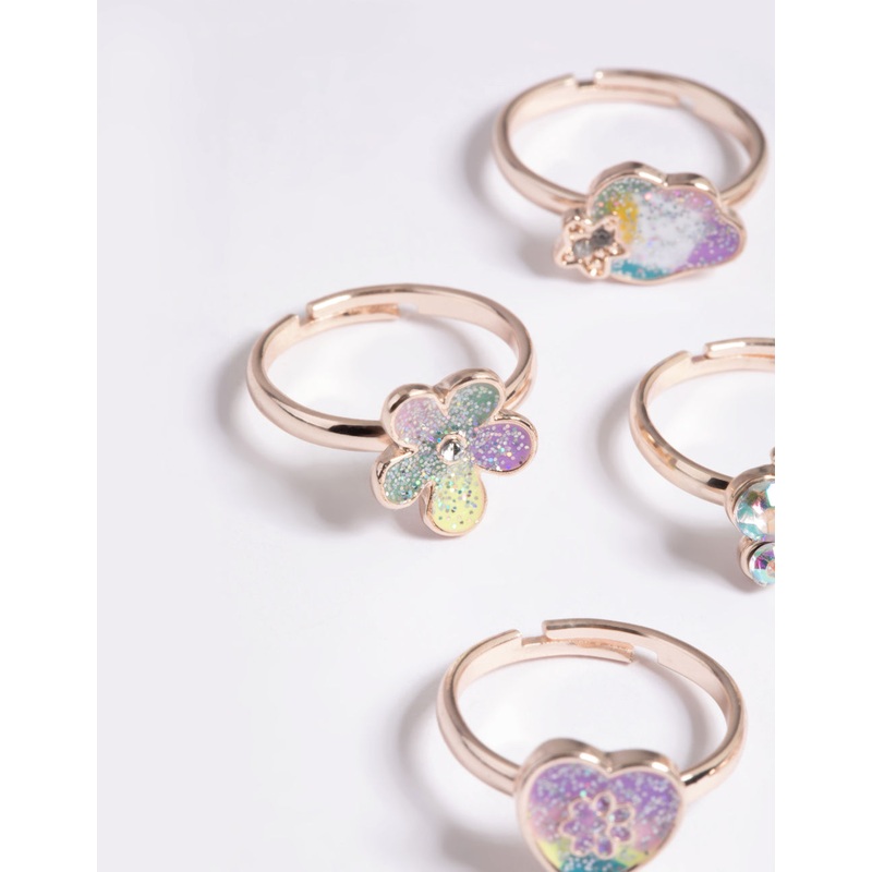 Kids Pastel Glitter Ring 6-Pack