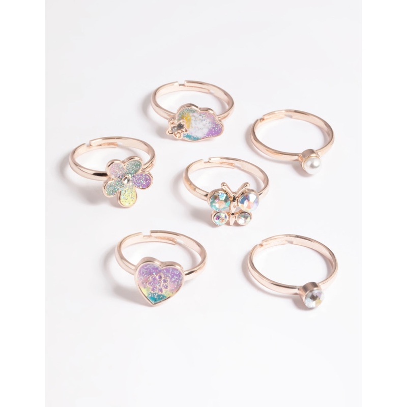 Kids Pastel Glitter Ring 6-Pack