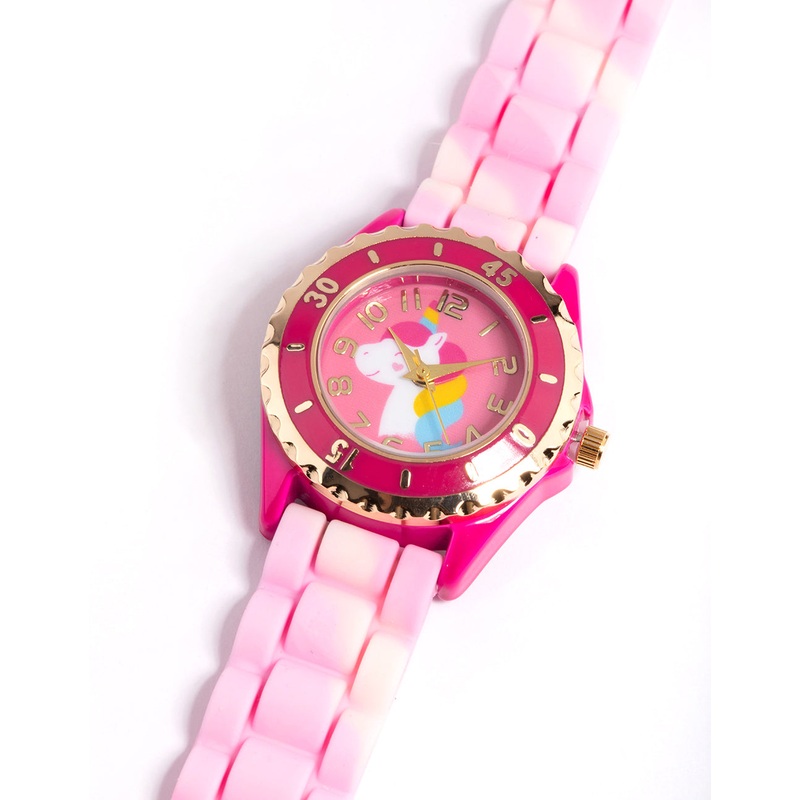 Kids Pink Unicorn Silicone Strap Watch