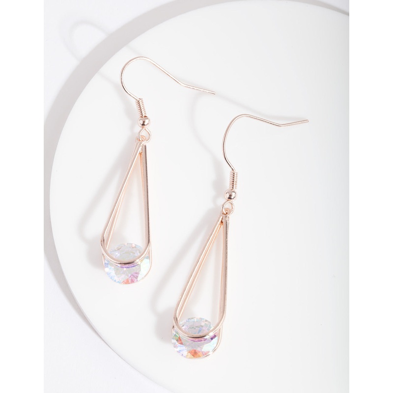 Rose Gold Cubic Zirconia Teardrop Earrings