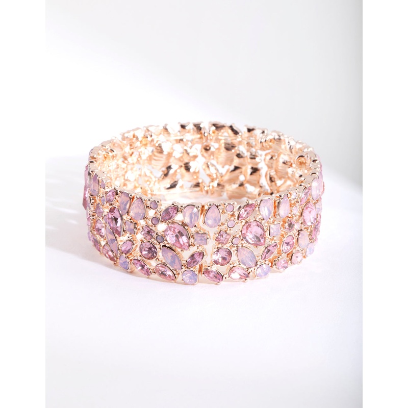 Rose Gold Multi Diamante Stretch Bracelet