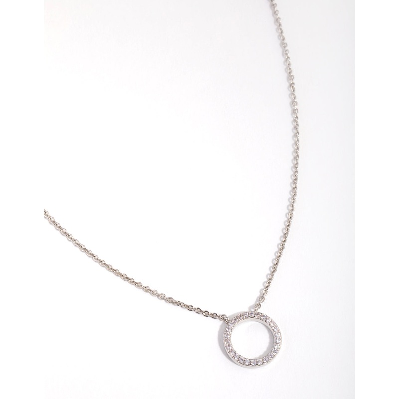 Silver Cubic Zirconia Open Circle Necklace