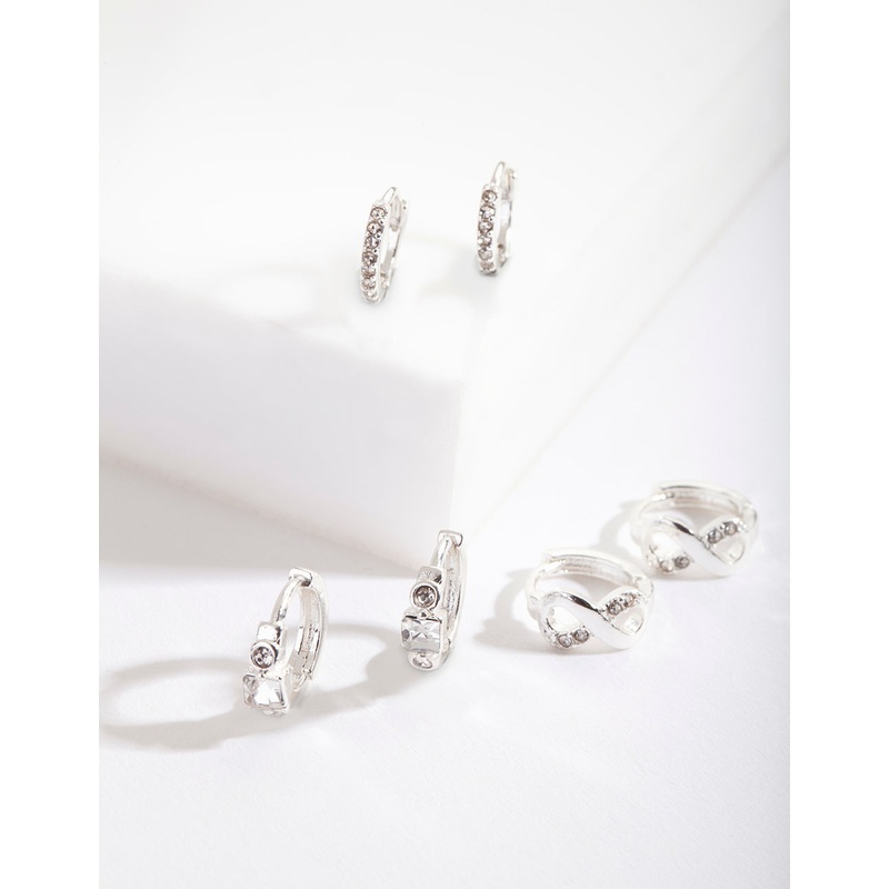 Silver Huggie Stack Pack Earring