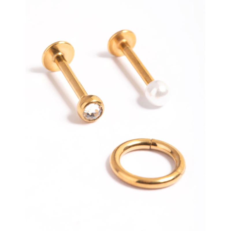 Surgical Steel Faux Pearl Clicker Earrings Pack