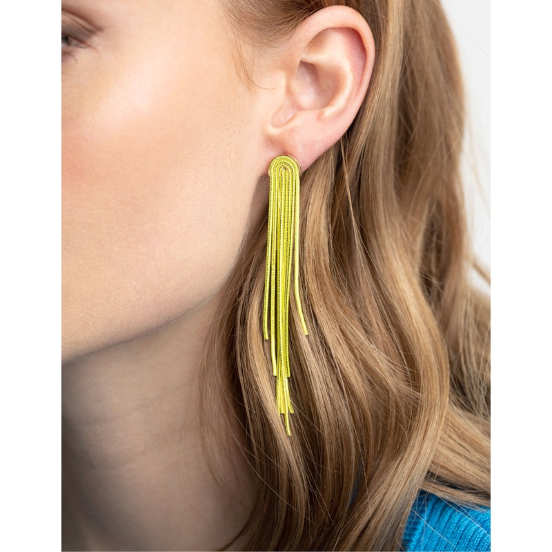Yellow Waterfall Chain Drop Earrings