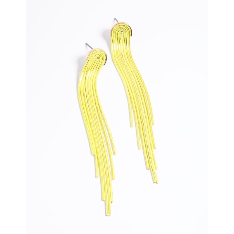 Yellow Waterfall Chain Drop Earrings