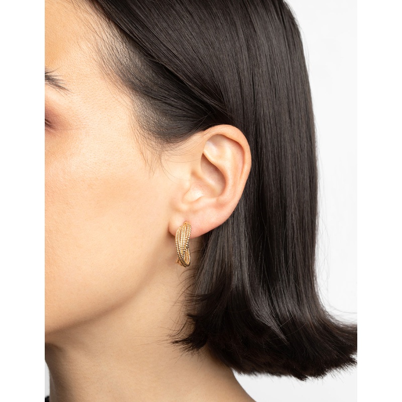 Gold Criss Cross Hoop Earrings