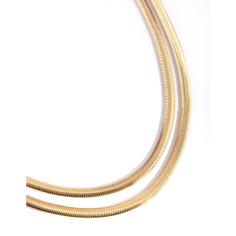 Gold Plated Layered Snake Chain Necklace