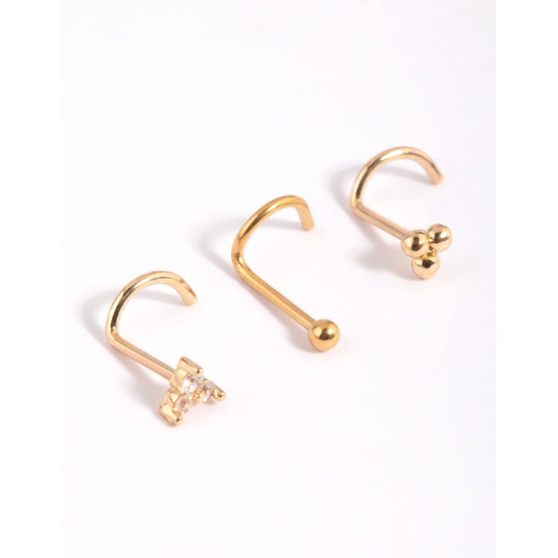 Gold Plated Surgical Steel Flower Nose Studs