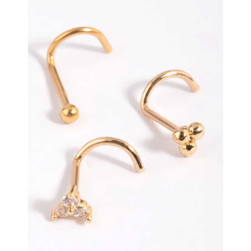 Gold Plated Surgical Steel Flower Nose Studs