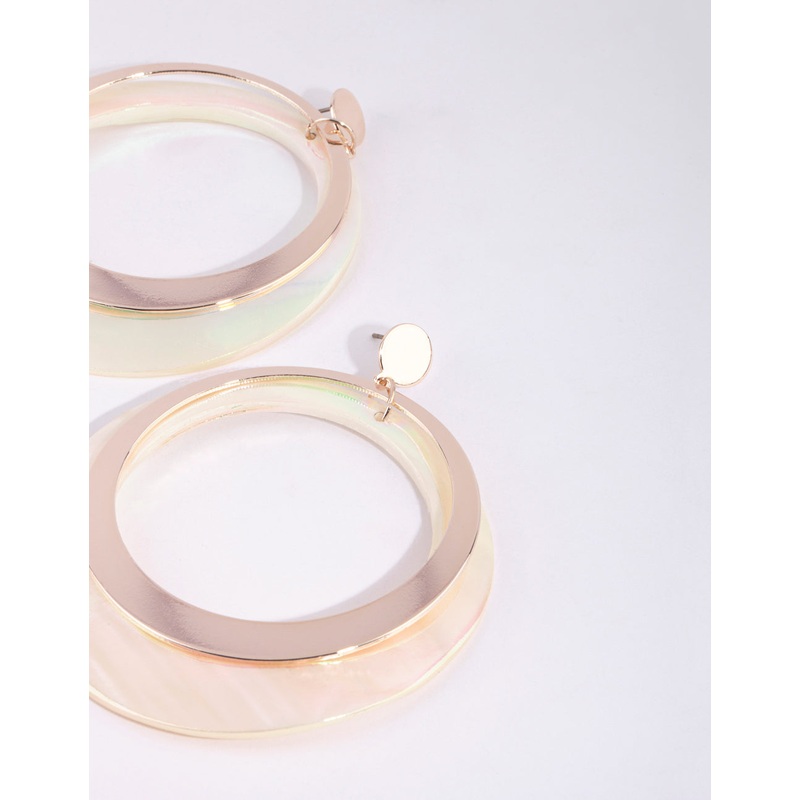 Gold Two Tone Shell Drop Earrings