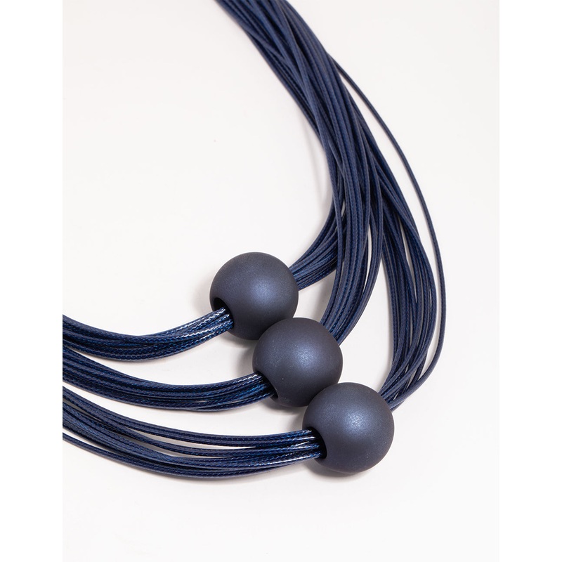 Matte Blue Sphere & Cord Necklace