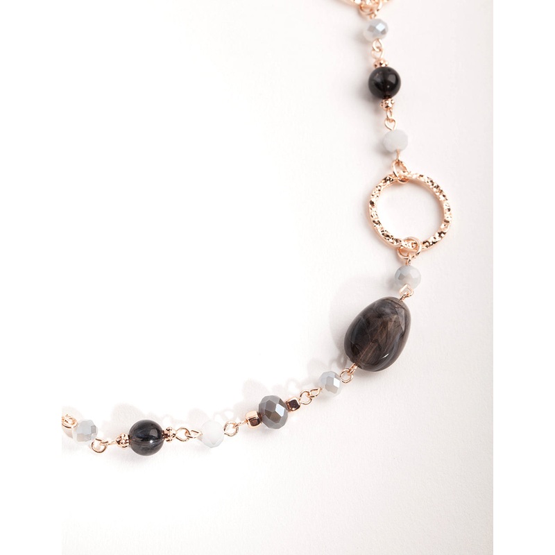 Rose Gold Crater Hoop & Bead Necklace