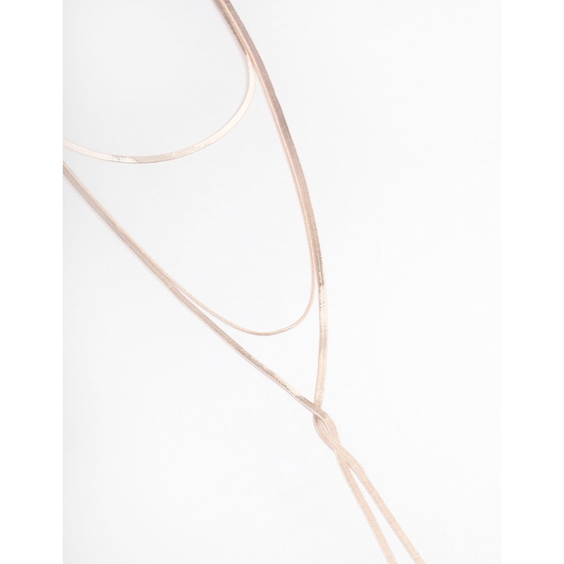 Rose Gold Flat Snake Chain Y-Shape Necklace