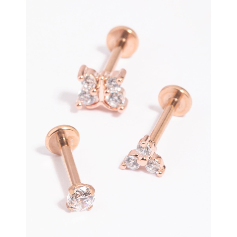 Rose Gold Plated Surgical Steel Butterfly Flat Back Pack