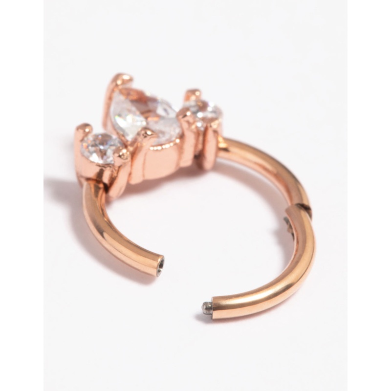 Rose Gold Plated Titanium Marquise Clicker Ring