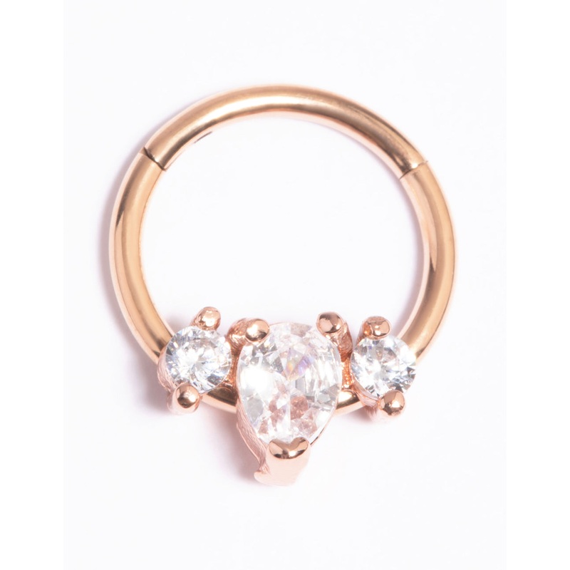 Rose Gold Plated Titanium Marquise Clicker Ring