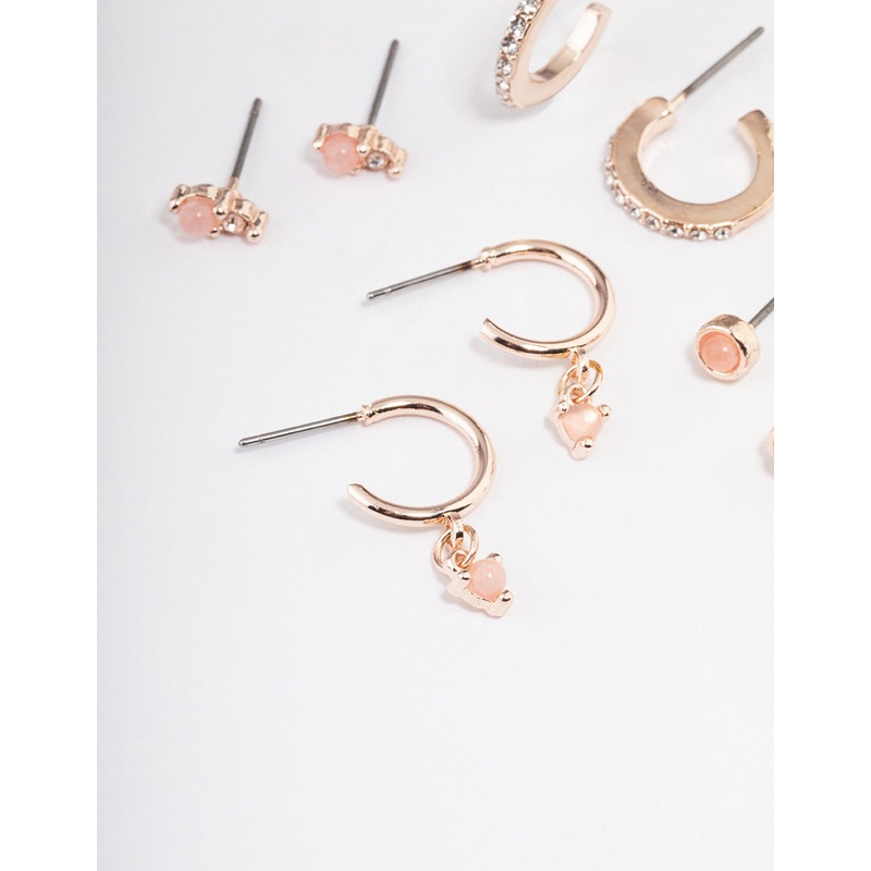 Rose Quartz Diamante Earring Stack Pack