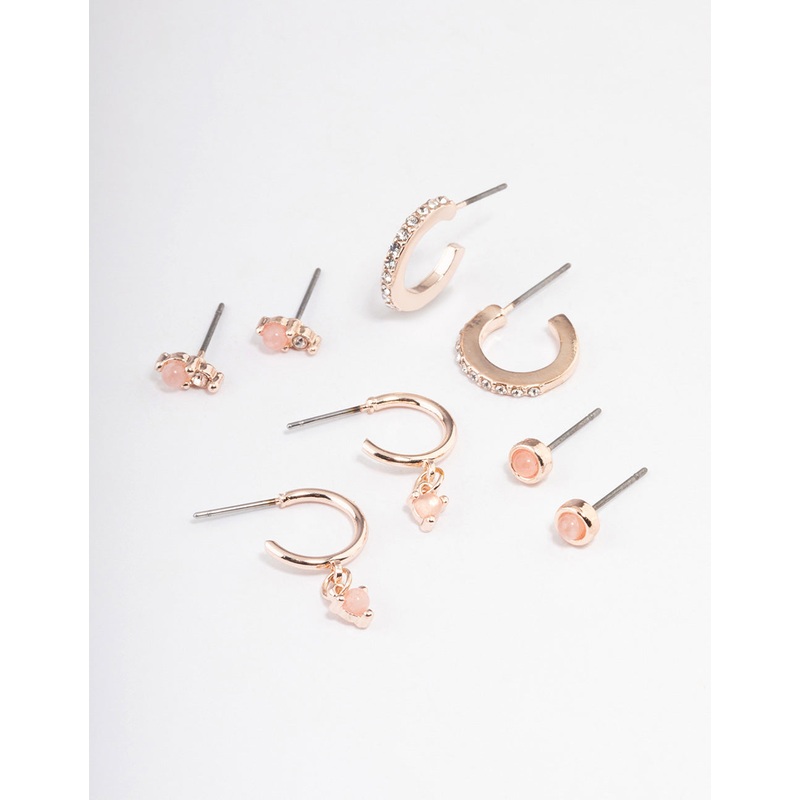 Rose Quartz Diamante Earring Stack Pack