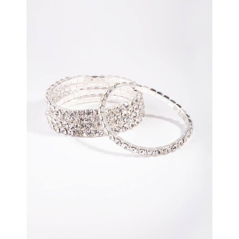 Silver Cup Chain Stretch Bracelets 5-Pack