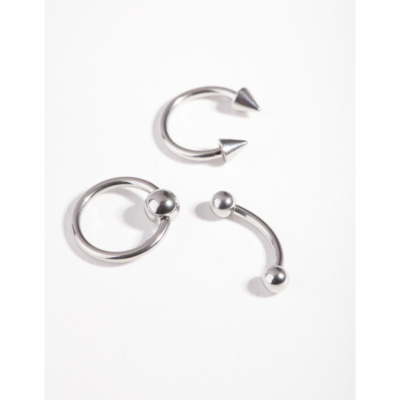 Surgical Steel Spike Ring Barbell Pack