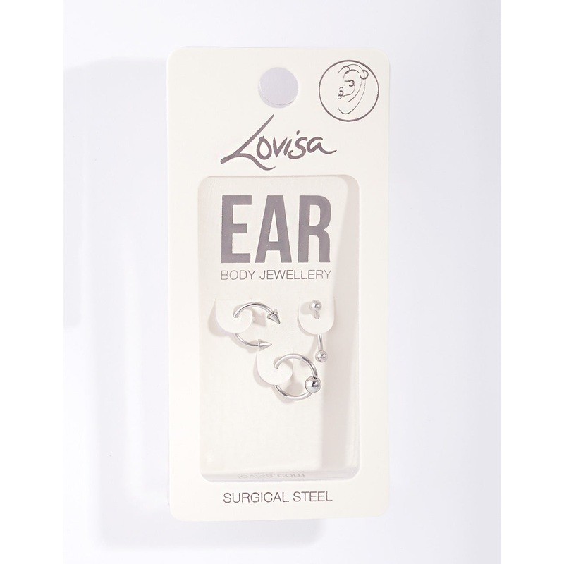 Surgical Steel Spike Ring Barbell Pack