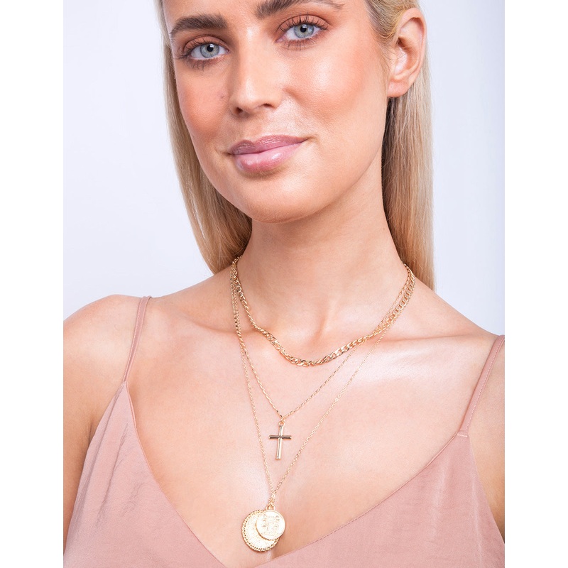 Gold Multi Charm Layered Necklace