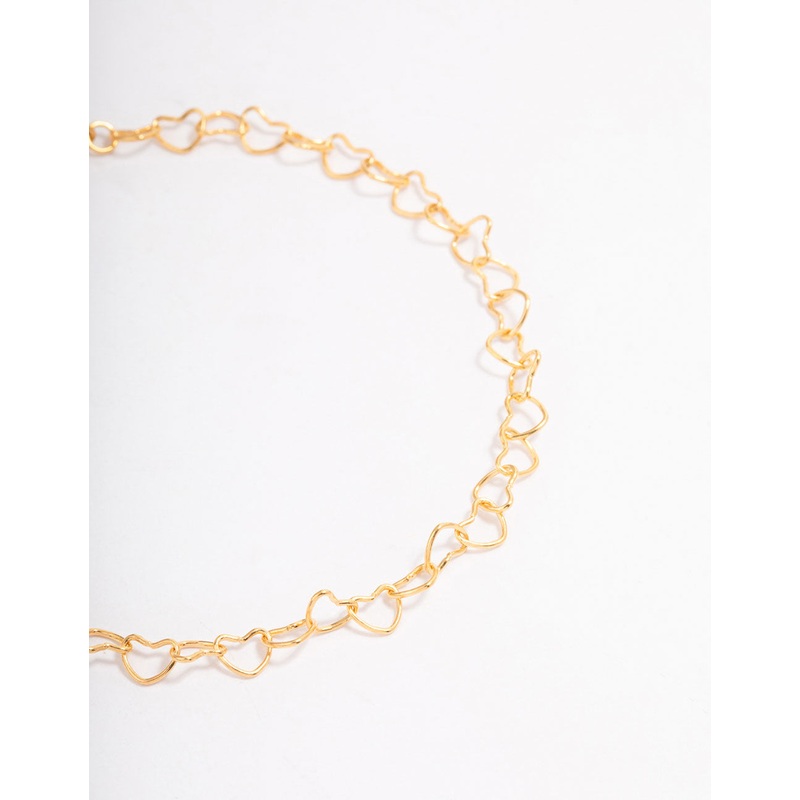 Gold Plated Sterling Silver Linked Hearts Bracelet