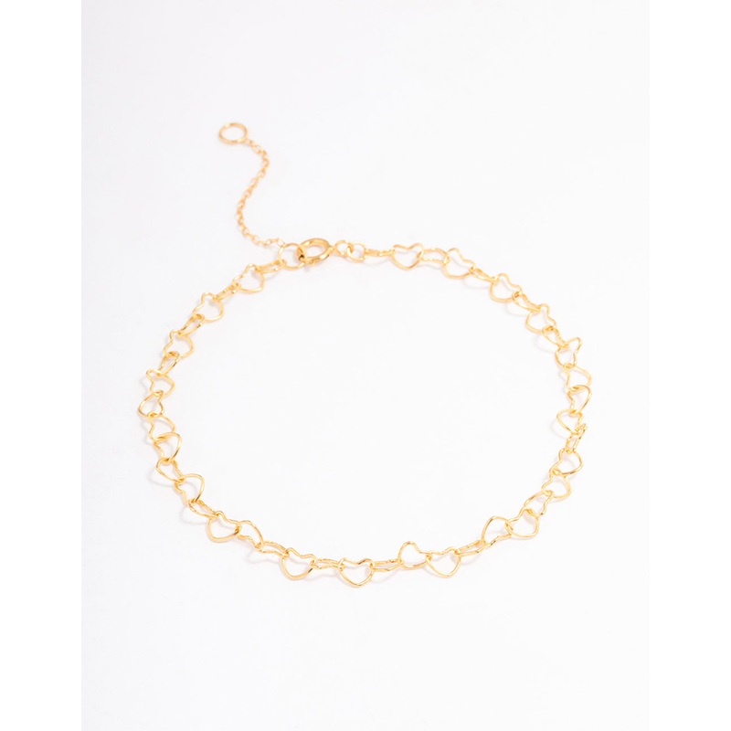 Gold Plated Sterling Silver Linked Hearts Bracelet