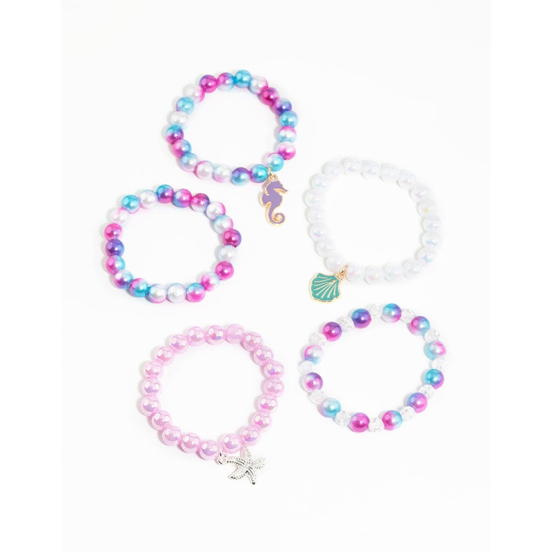Kids Seaside Ombre Charm Stretch Bracelet 5-Pack