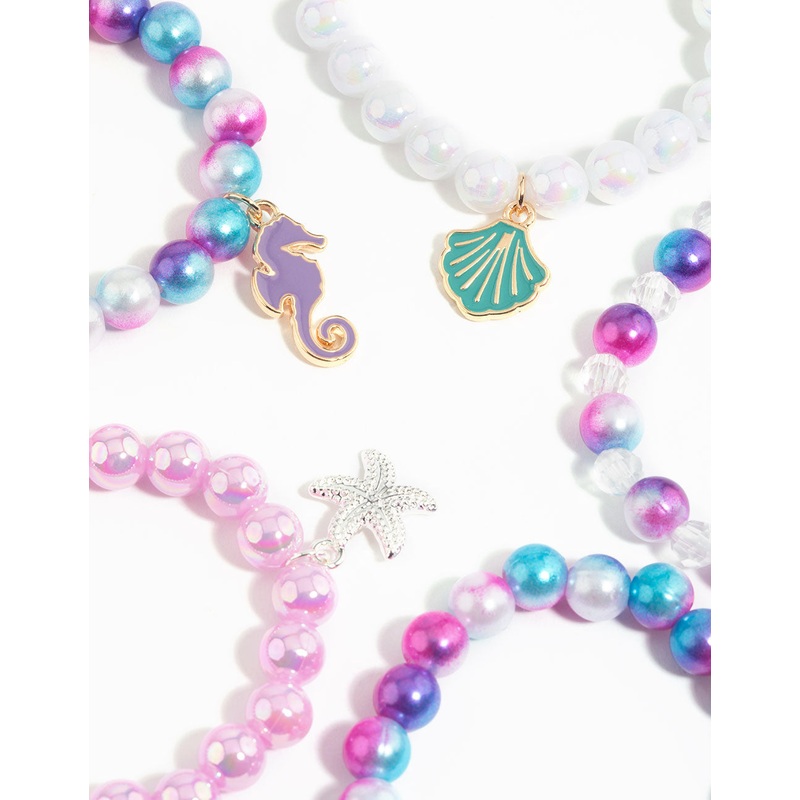 Kids Seaside Ombre Charm Stretch Bracelet 5-Pack