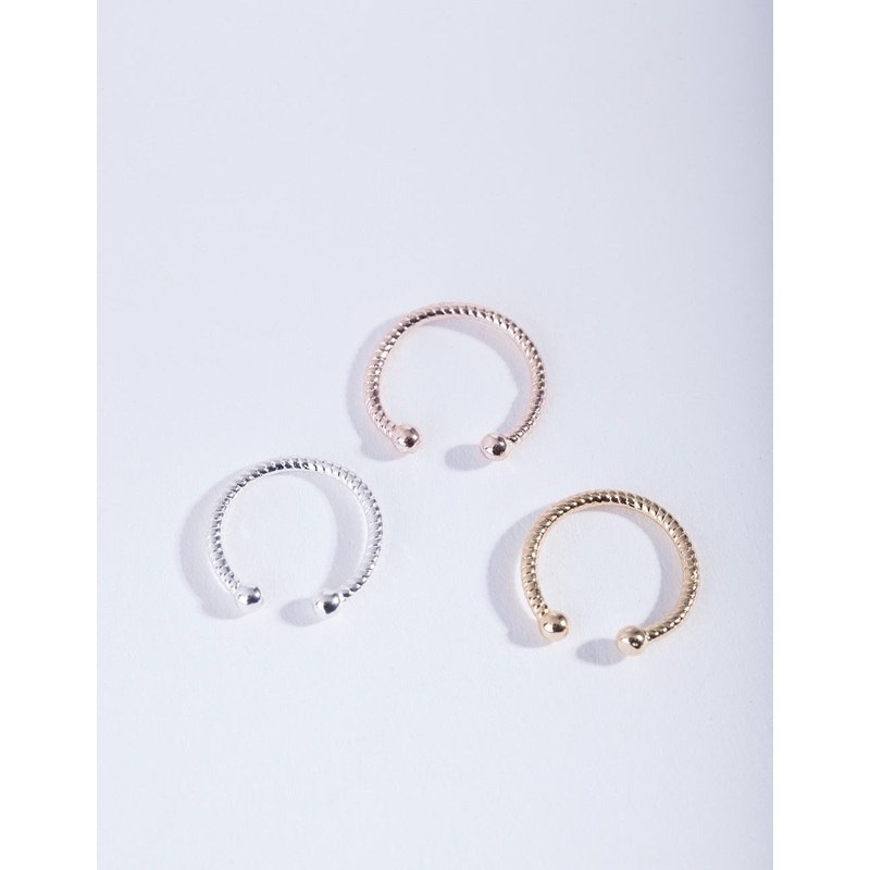 Mixed Metal Diamond Cut Septum Nose Ring Pack