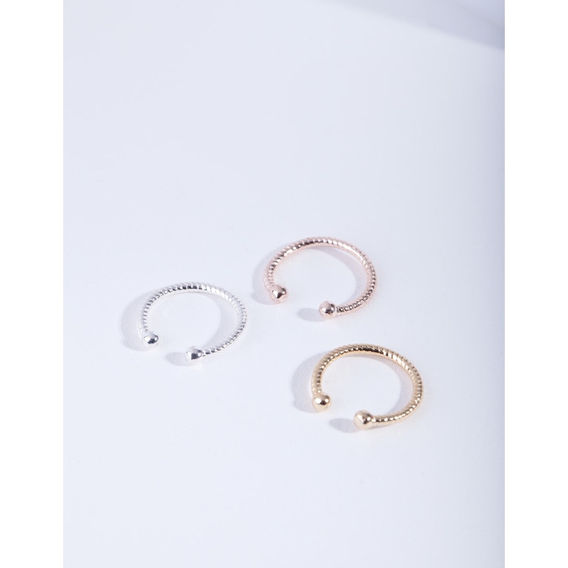 Mixed Metal Diamond Cut Septum Nose Ring Pack