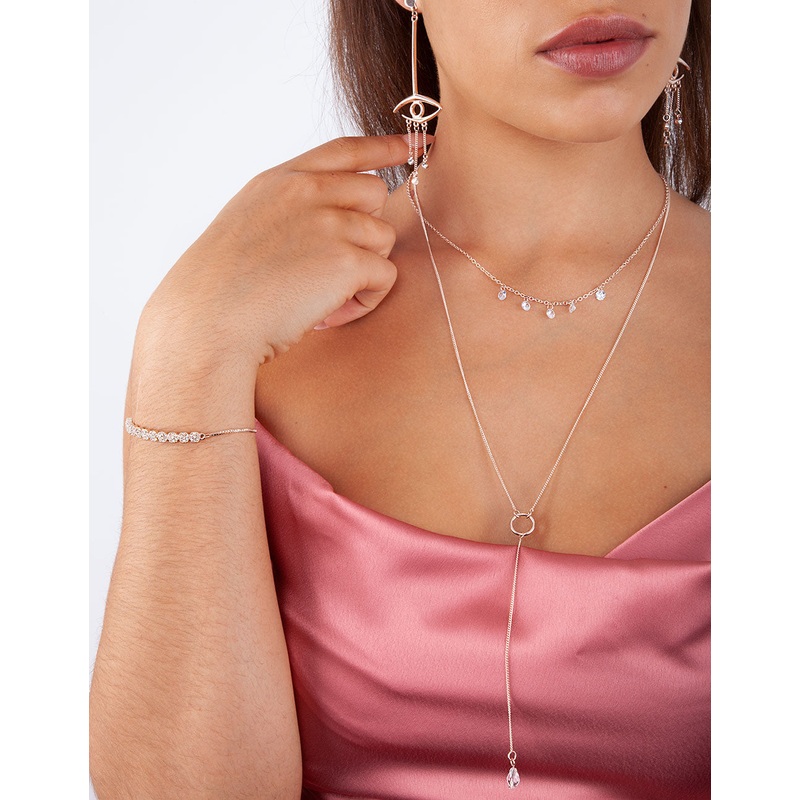 Rose Gold Crystal Toggle Bracelet