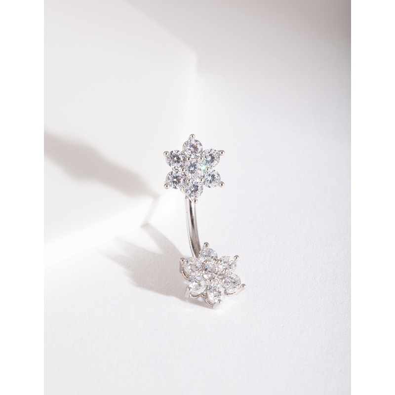 Surgical Steel Double Flower Belly Bar
