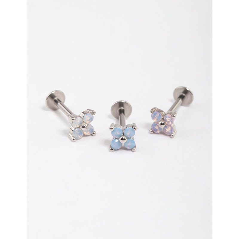 Surgical Steel Flower Flat Back Pack